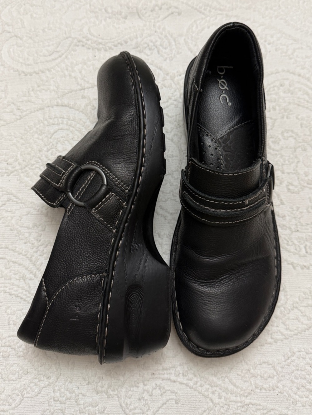 b.o.c. Black Leather Platform Shoes US 10M